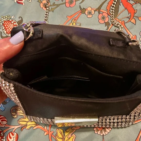 Brand New! Ted Baker London Black and Rhinestone Crossbody Bag - Picture 5 of 8